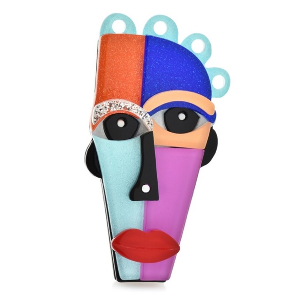 House Of Adornments Jewelry - Cool dude laser cut acrylic modern art face pin brooch NEW